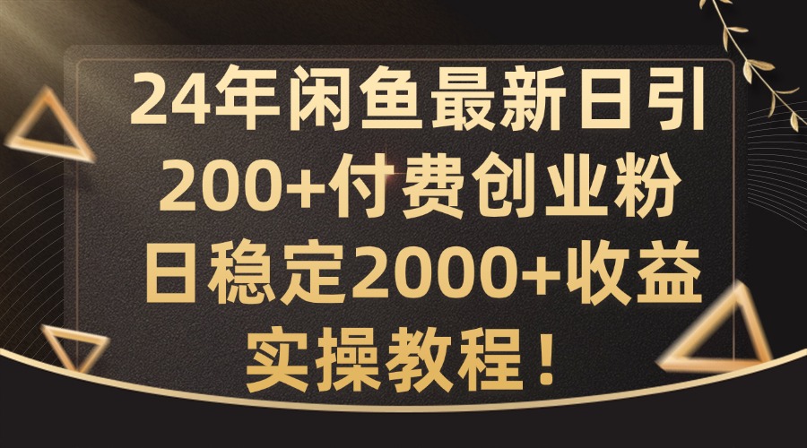 24年闲鱼最新日引200+付费创业粉日稳2000+收益，实操教程【揭秘】-吾爱网创