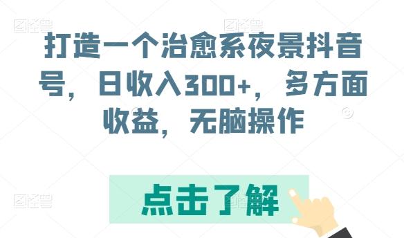 打造一个治愈系夜景抖音号，日收入300+，多方面收益，无脑操作【揭秘】-吾爱网创