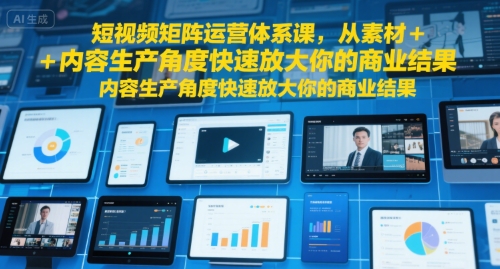 短视频矩阵运营体系课，从素材+内容生产角度快速放大你的商业结果-吾爱网创