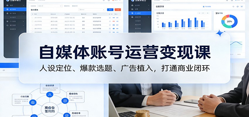 自媒体账号运营变现课:人设定位、爆款选题、广告植入,打通商业闭环-吾爱网创