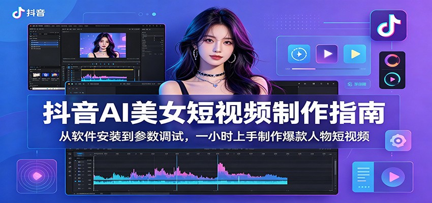 抖音AI美女短视频制作指南：从软件安装到参数调试，一小时上手制作爆款人物短视频-吾爱网创