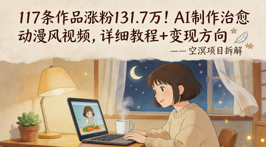 117条作品涨粉131.7W！AI制作治愈动漫风视频，详细教程+变现方向-吾爱网创