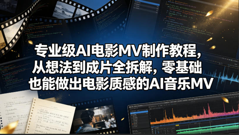 专业级AI电影MV制作教程，从想法到成片全拆解，零基础也能做出电影质感的AI音乐MV-吾爱网创