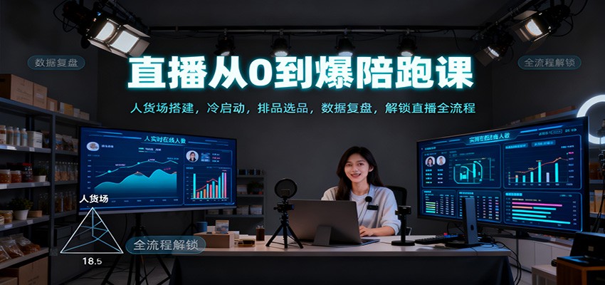 直播从0到爆陪跑课:人货场搭建,冷启动,排品选品,数据复盘,解锁直播全流程-吾爱网创