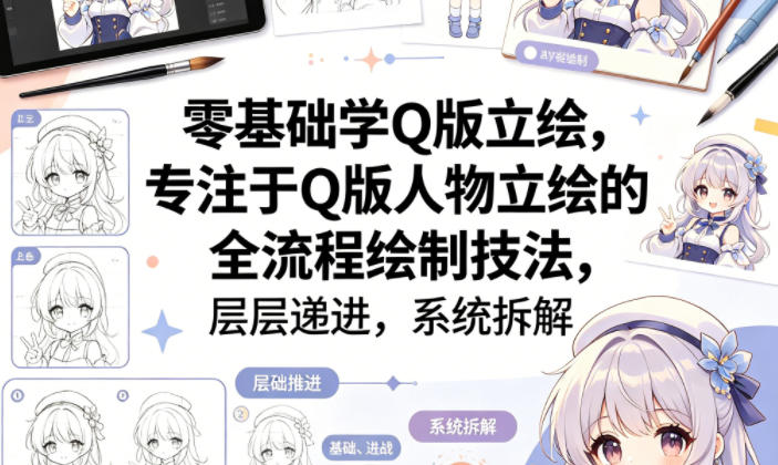 零基础学Q版立绘，专注于Q版人物立绘的全流程绘制技法，层层递进，系统拆解-吾爱网创