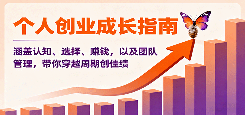 个人创业成长指南：涵盖认知、选择、赚钱，以及团队管理，带你穿越周期创佳绩-吾爱网创