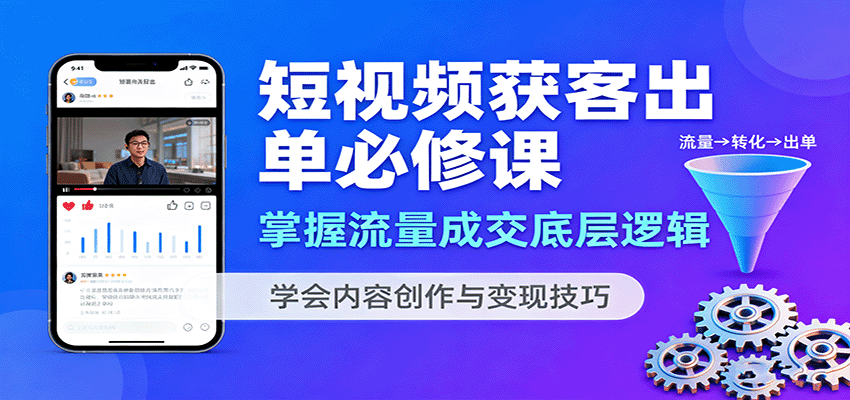 短视频获客出单必修课：掌握流量成交底层逻辑，学会内容创作与变现技巧-吾爱网创