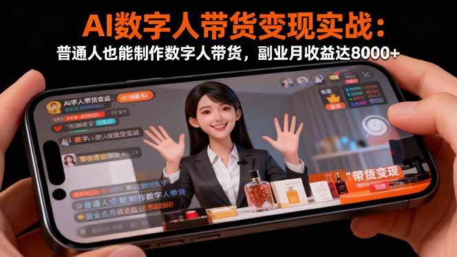 （16377期）AI数字人带货变现实战：普通人也能制作数字人带货，副业月收益达8000+-吾爱网创