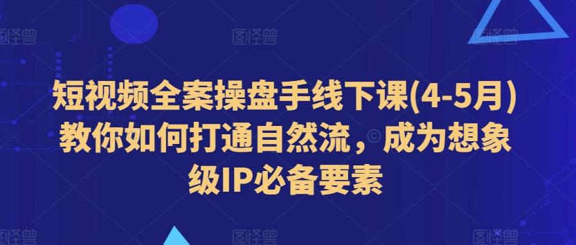 短视频全案操盘手线下课(4-5月)教你如何打通自然流，成为想象级IP必备要素-吾爱网创