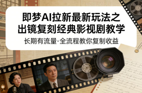 即梦AI拉新最新玩法之出镜复刻经典影视剧教学,长期有流量,全流程教你复制收益-吾爱网创