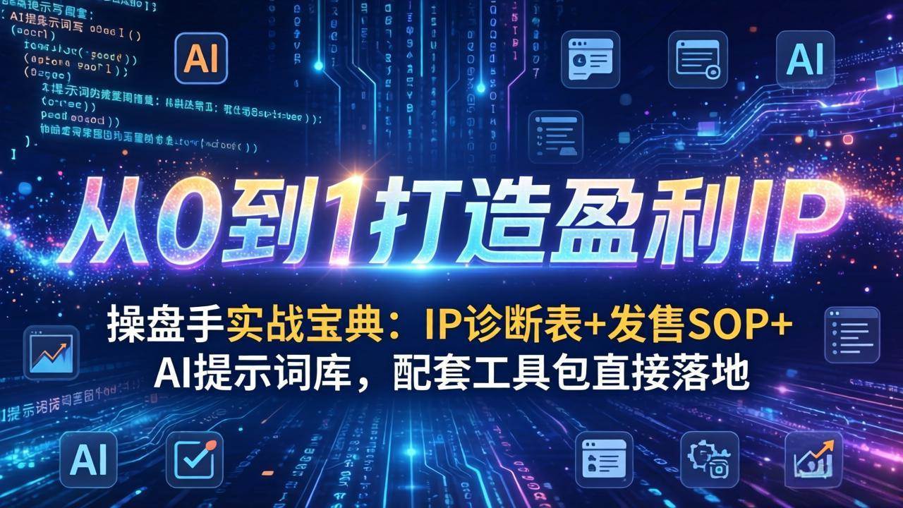 （17593期）操盘手实战宝典：IP诊断表+发售SOP+AI提示词库，配套工具包直接落地，从0到1打造盈利IP-吾爱网创