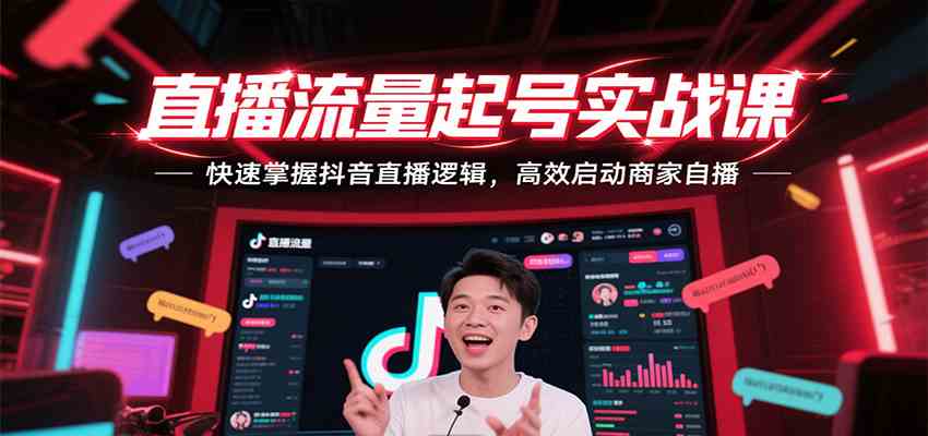 直播流量起号实战课，快速掌握抖音直播逻辑，高效启动商家自播-吾爱网创