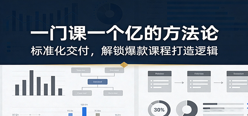 一门课一个亿的方法论:标准化交付,解锁爆款课程打造逻辑 一门课一个亿的方法论:标准化交付,解锁爆款课程打造逻辑