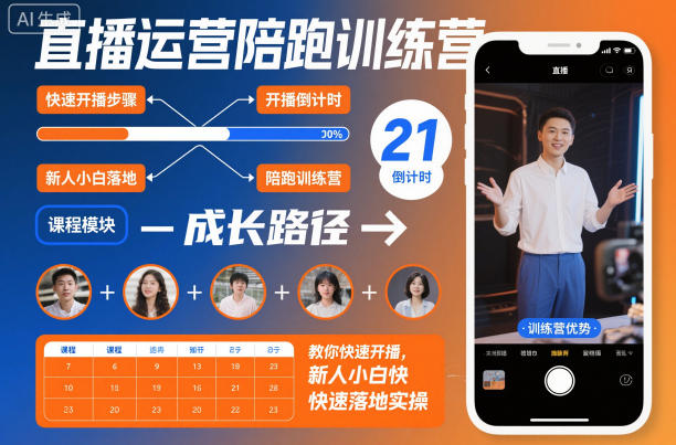 直播运营陪跑训练营，教你快速开播，新人小白快速落地实操-吾爱网创