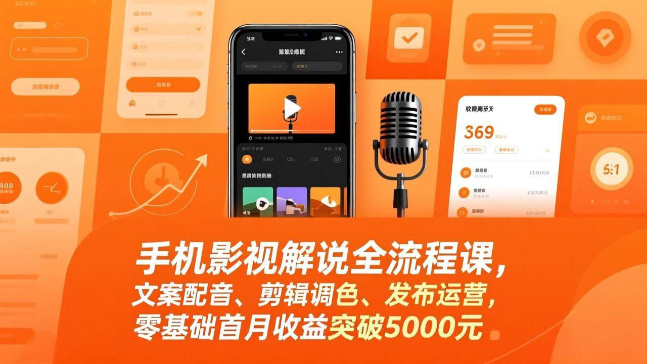 （17391期）手机影视解说全流程课，文案配音、剪辑调色、发布运营，零基础首月收益突破5000元-吾爱网创