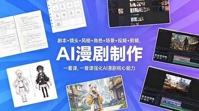 (18734期)剧本+镜头+风格+角色+场景+视频+剪辑,一套课强化AI漫剧核心能力-吾爱网创