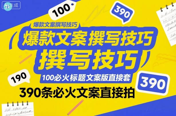 爆款文案撰写技巧，100个必火标题文案模版直接套，390条必火文案直接拍-吾爱网创