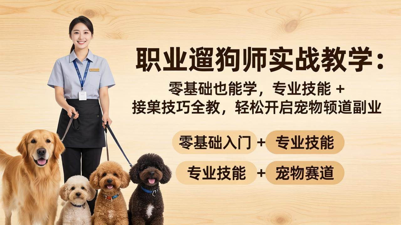（18115期）职业遛狗师实战教学：零基础也能学，专业技能 + 接单技巧全教，轻松开启宠物赛道副业-吾爱网创