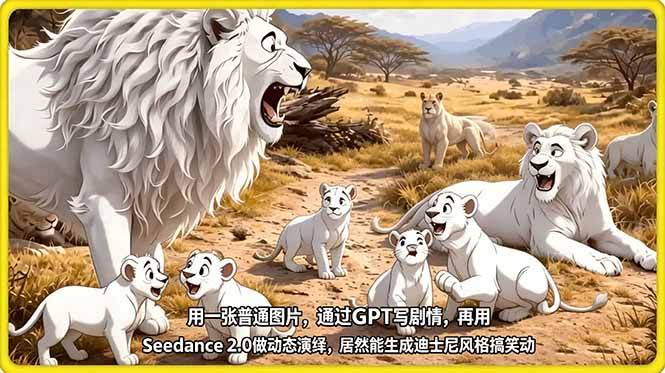 （18137期）用一张普通图片，通过GPT写剧情，再用Seedance 2.0做动态演绎，居然能生成迪士尼风格搞笑动画-吾爱网创