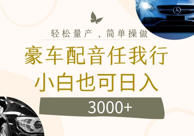 不为人知的暴力小项目，豪车配音，日入几张【揭秘】-吾爱网创
