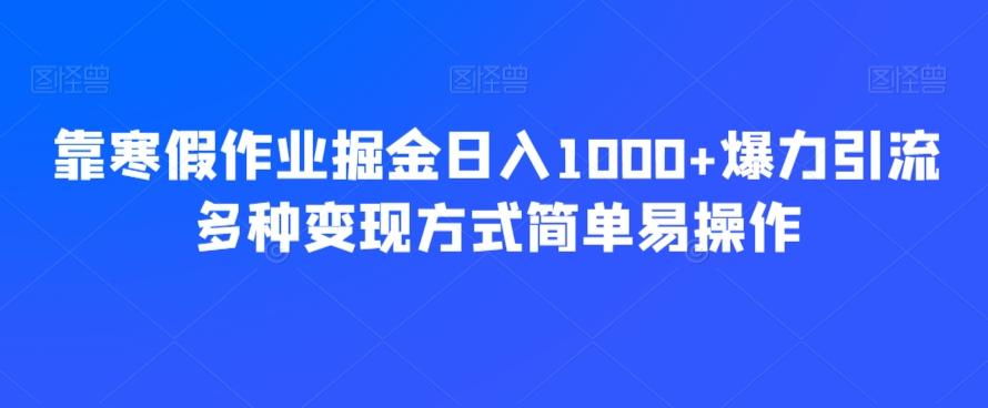 靠寒假作业掘金日入1000+爆力引流多种变现方式简单易操作-吾爱网创