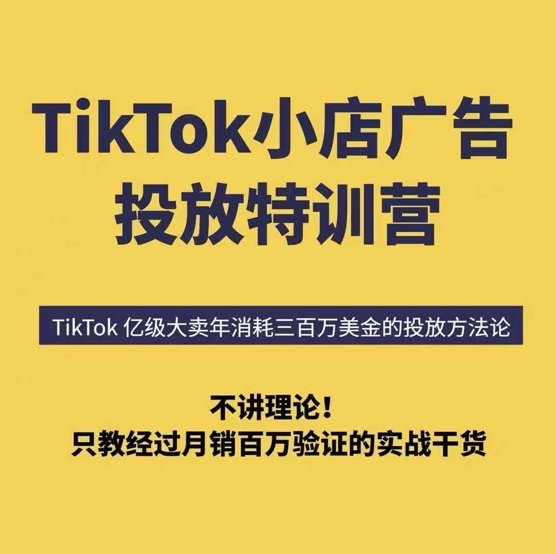 TikTok小店广告投放特训营，6天破局计划专治各种“投不动”，教你经过月销百万验证的实战干货-吾爱网创