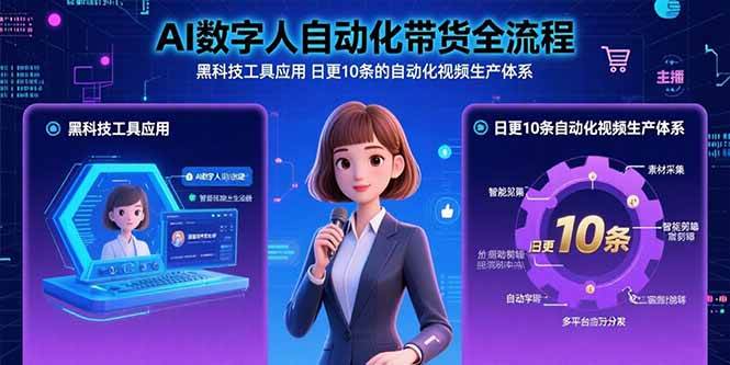 （15699期）AI数字人自动化带货全流程：黑科技工具应用 日更10条的自动化视频生产体系-吾爱网创