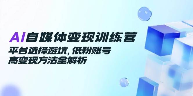 AI自媒体变现训练营,平台选择避坑,低粉账号高变现方法全解析-吾爱网创