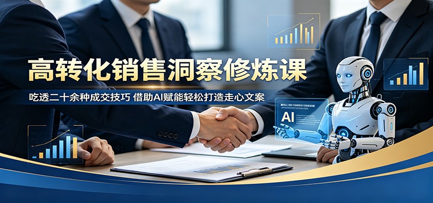 高转化销售洞察修炼课：吃透二十余种成交技巧，借助AI赋能轻松打造走心文案-吾爱网创