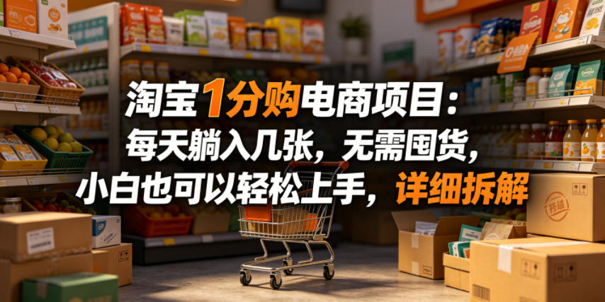 淘宝1分购电商项目：每天躺入几张，无需囤货，小白也可以轻松上手，详细拆解-吾爱网创