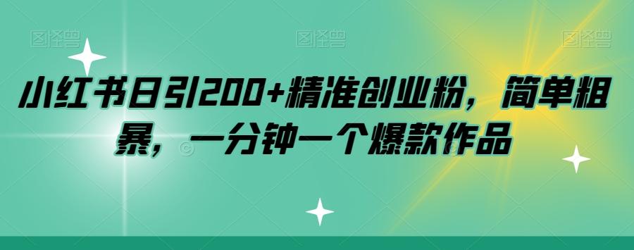 小红书日引200+精准创业粉,简单粗暴,一分钟一个爆款作品【揭秘】-吾爱网创
