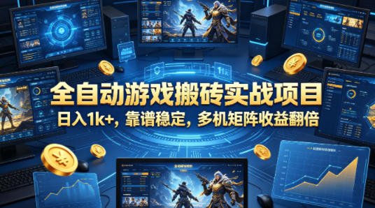 全自动游戏搬砖实战项目，日入1k+，靠谱稳定，多机矩阵收益翻倍【揭秘】-吾爱网创