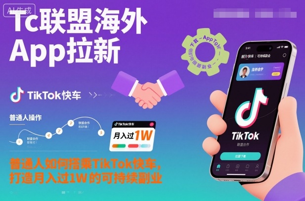 Tc联盟海外App拉新：普通人如何搭乘TikTok快车，打造月入过1W的可持续副业-吾爱网创