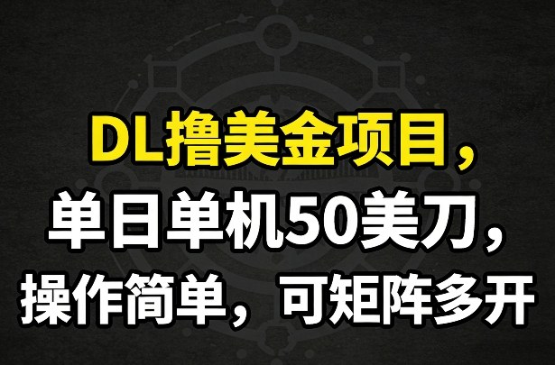 DL撸美金项目，单日单机50美刀，操作简单，可矩阵多开-吾爱网创