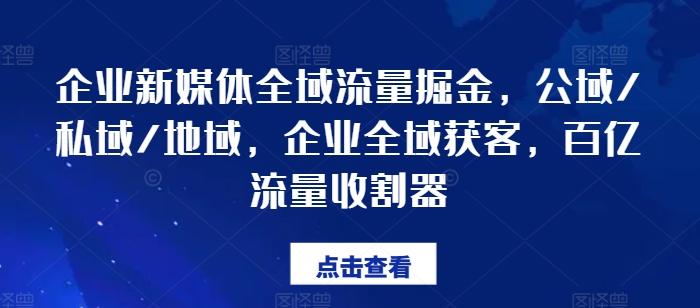 企业新媒体全域流量掘金，公域/私域/地域，企业全域获客，百亿流量收割器-吾爱网创