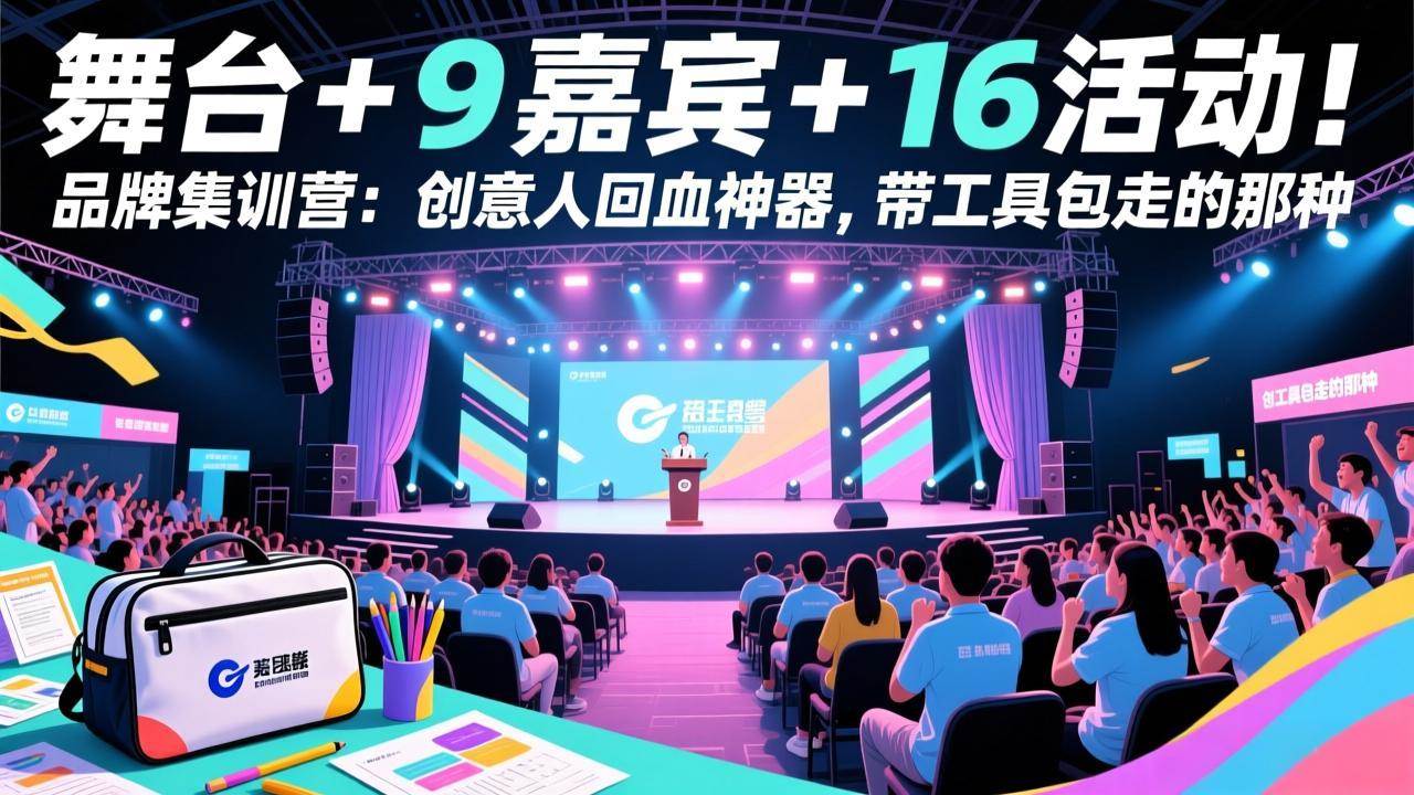 （17413期）舞台 + 9 嘉宾 + 16 活动！品牌集训营：创意人回血神器，带工具包走的那种-吾爱网创