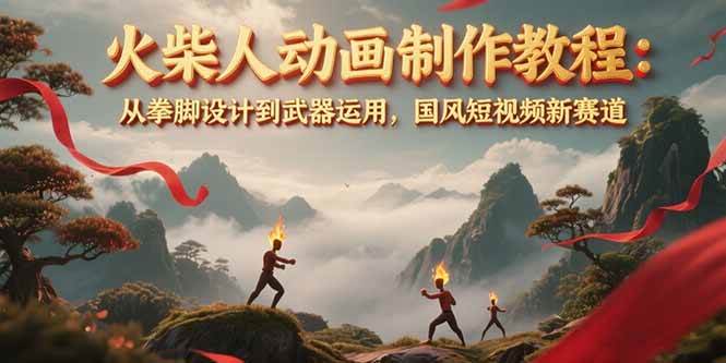 (15171期)火柴人动画制作教程:从拳脚设计到武器运用,国风短视频新赛道-吾爱网创