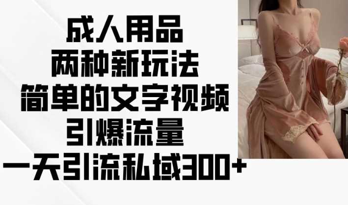成人用品两种新玩法，简单的文字视频引爆流量，一天引流私域300+-吾爱网创