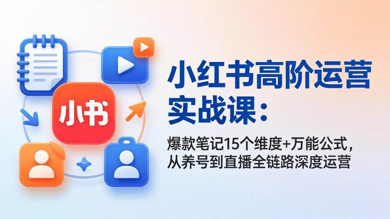 (17844期)小红书高阶运营实战课:爆款笔记15个维度+万能公式,从养号到直播全链路深度运营-吾爱网创