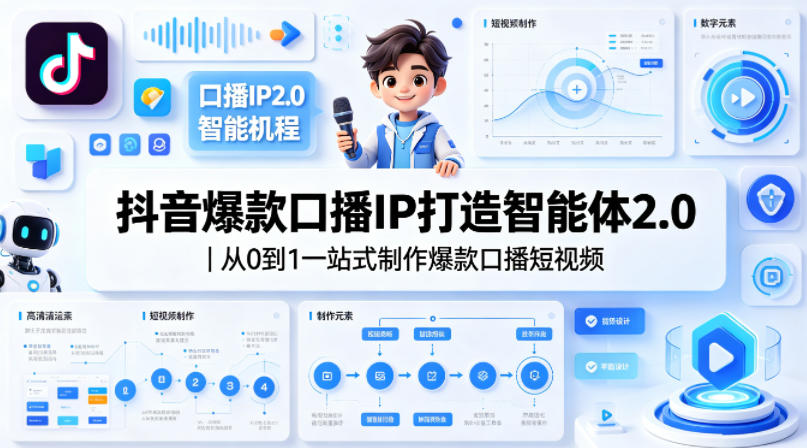 抖音爆款口播IP打造智能体2.0｜从0到1一站式制作爆款口播短视频-吾爱网创
