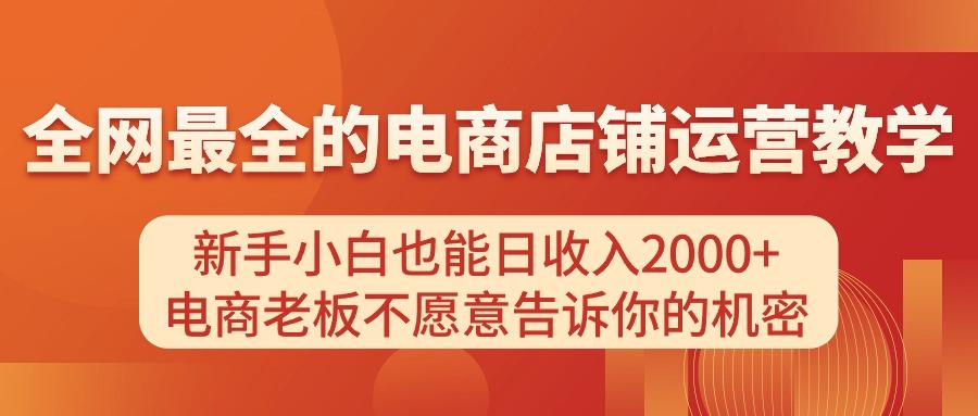 电商店铺运营教学,新手小白也能日收入2000+,电商老板不愿意告诉你的机密-吾爱网创