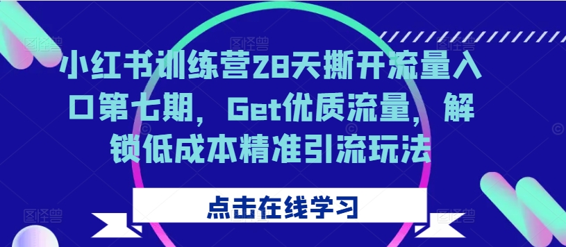小红书训练营28天撕开流量入口第七期，Get优质流量，解锁低成本精准引流玩法-吾爱网创