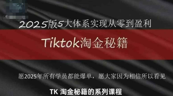 TikTok跨境2025淘金秘籍，2025TikTok从0到盈利变现-吾爱网创