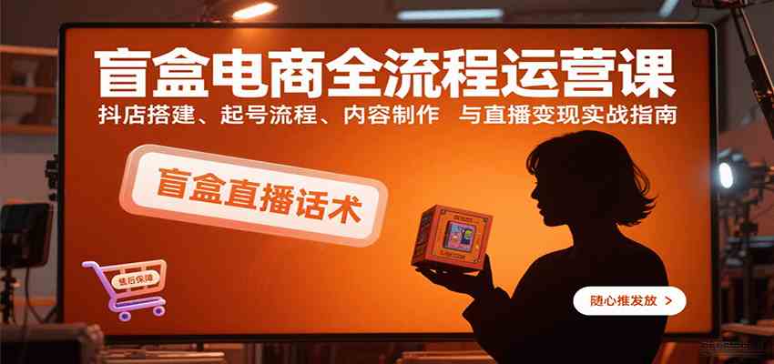 盲盒电商全流程运营课：抖店搭建、起号流程、内容制作与直播变现实战指南-吾爱网创