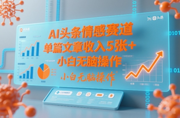 AI头条情感赛道，单篇文章收入5张+，小白无脑操作-吾爱网创