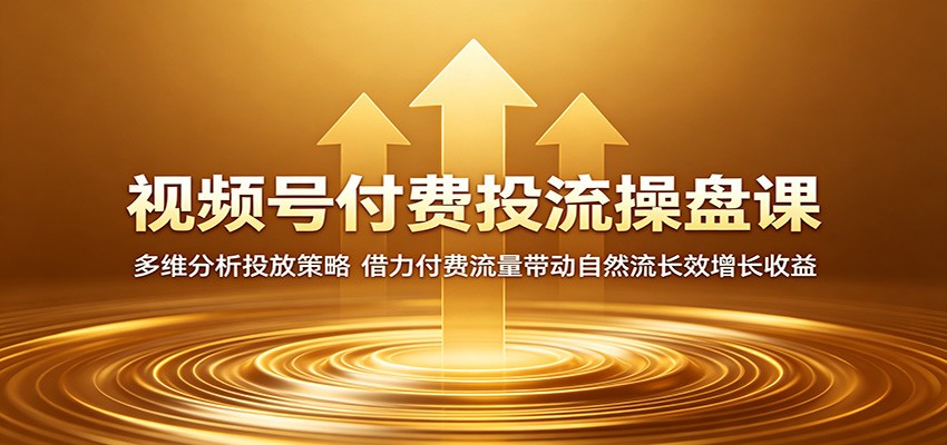 视频号付费投流操盘课:多维分析投放策略,借力付费流量带动自然流长效增长收益-吾爱网创