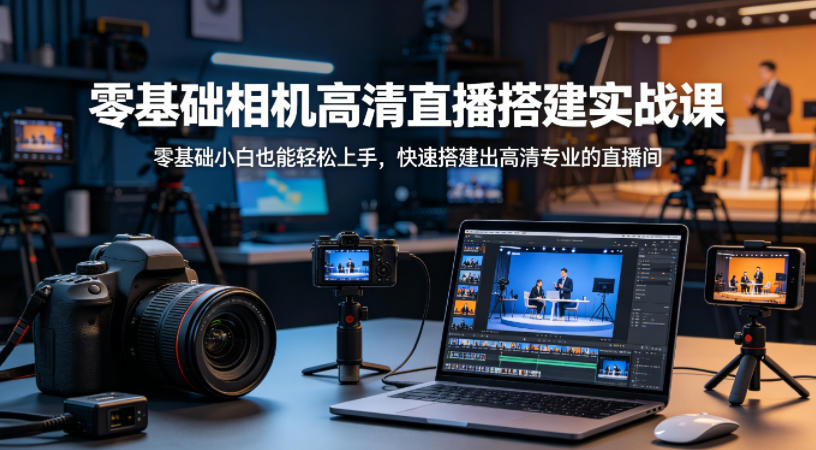 零基础相机高清直播间搭建实战课，小白也能轻松上手，快速搭建出高清专业的直播间-吾爱网创