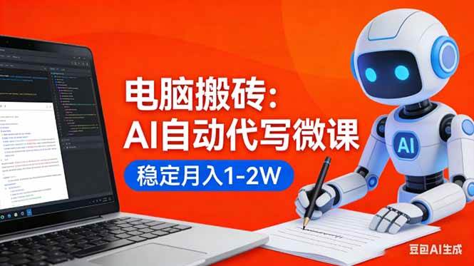 （17582期）电脑搬砖：AI自动代写微课，稳定月入1-2W，提供接单渠道，0门槛小白可做！-吾爱网创