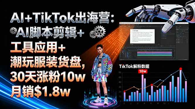 （16108期）AI+TikTok出海营:AI脚本剪辑+工具应用+潮玩服装货盘,30天涨粉10w月销$1.8w-吾爱网创