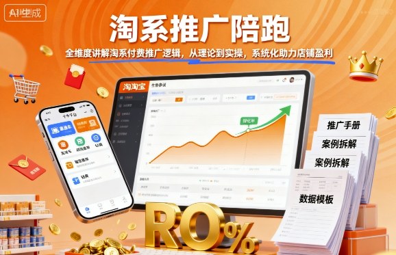 淘系推广陪跑，全维度讲解淘系付费推广逻辑，从理论到实操，系统化助力店铺盈利-吾爱网创